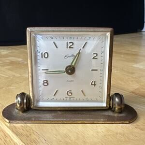Vintage Bradley Gold Tone West Germany Alarm Clock For Table Dresser 1940